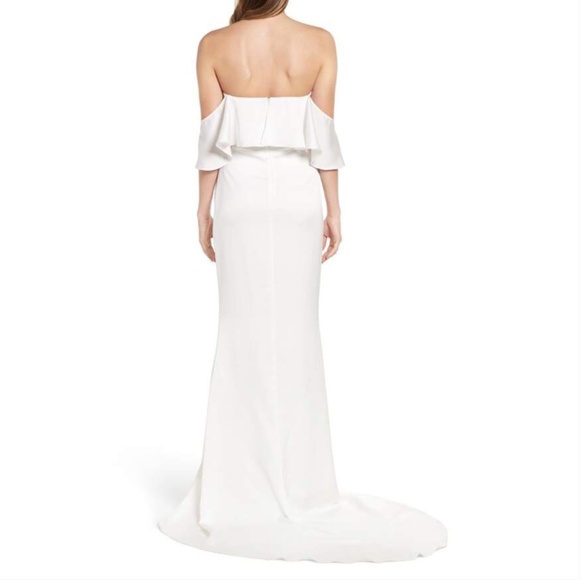Lovers + Friends The Santa Barbara Off Shoulder Gown White Size 10 - Picture 9 of 12